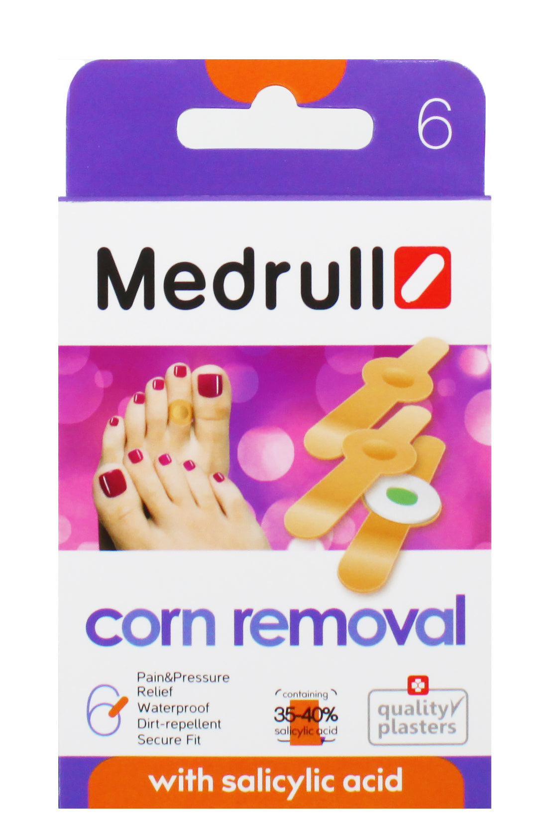 Medrull لصقات إزالة مسمار القدم لتخفيف الألم مع حمض الساليسيليك 10 لاصقات