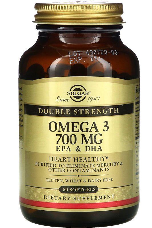 Solgar Omega-3 Epa & Dha 700mg دعم صحة القلب والمفاصل والبشرة بقوة مضاعفة 60 كبسولة هلامية