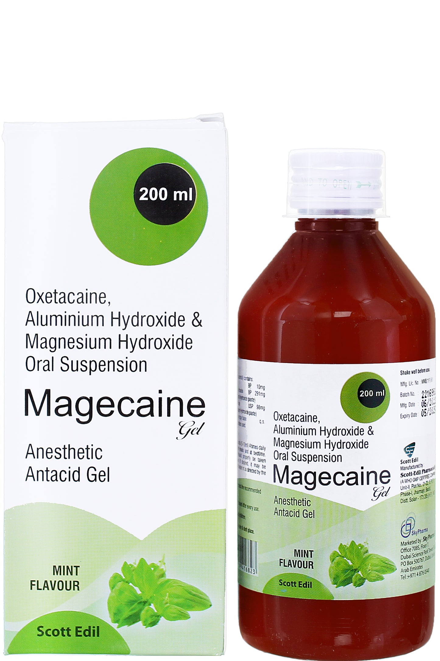 Magécaine 298 ملجم/98 ملجم/10 ملجم، معلق فموي 200 مل، زجاجة