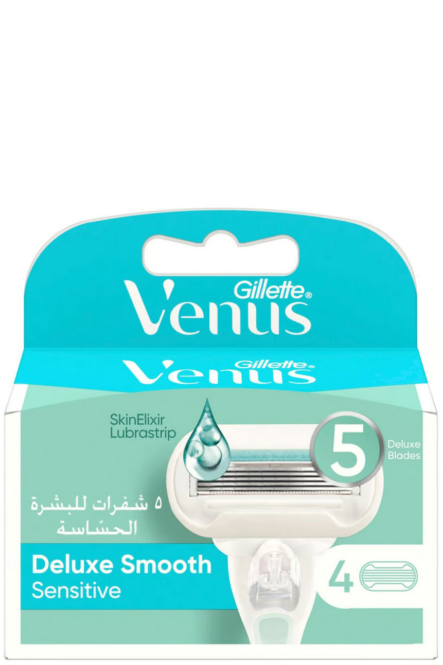Gillette Venus Deluxe Smooth Sensitive Razor Cartridge 4's With Aloe Vera Lubrastrip