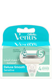 Gillette Venus Deluxe Smooth Sensitive Razor Cartridge 4's With Aloe Vera Lubrastrip
