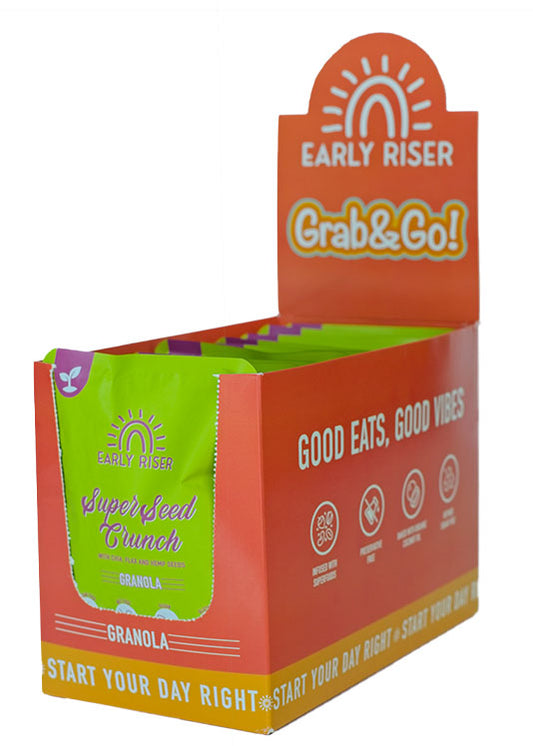 Early Riser Super Seed Crunch Low Carb Granola - Grain Free - 10 Sachets Box