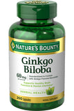 Nature's Bounty Ginkgo Biloba 60mg Standardized 24% Brain Circulation Support 200 Capsules