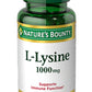 Nature's Bounty L-lysine 1000mg دعم الأحماض الأمينية الأساسية 60 قرصًا مغلفًا