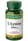 Nature's Bounty L-lysine 1000mg دعم الأحماض الأمينية الأساسية 60 قرصًا مغلفًا