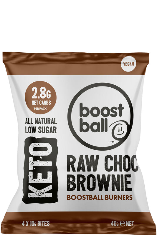 Boost Ball Keto Raw Choc Brownie Energy Balls - All-natural, Low-sugar, High Fiber, Vegan Snack - 40g