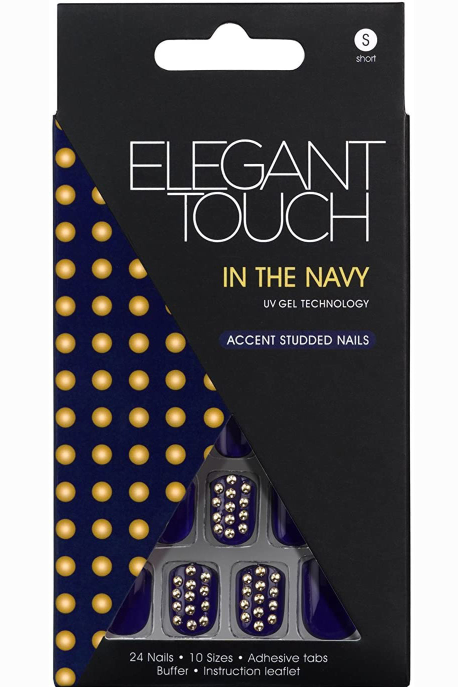 أظافر Elegant Touch Trend - أظافر صناعية كحلي مزخرفة
