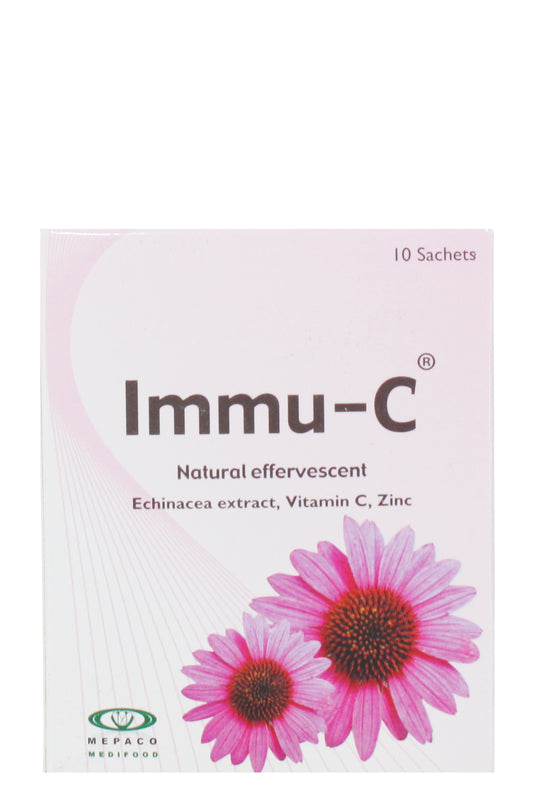 Immu-c، 10 أكياس فوارة لدعم المناعة بفيتامين ج وزنك