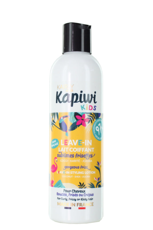 Kairlyparis Kapiwi Kids لوشن تصفيف يترك على الشعر مرطب ومفك تشابك الشعر ومضاد للتطاير لشعر ناعم وأملس 250 مل