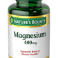 Nature's Bounty Magnesium 400mg لدعم صحة العظام والعضلات 75 كبسولة هلامية