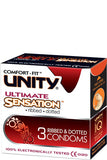 واقي ذكري مضلع ومنقط من Unity Ultimate Sensation - سمك عادي، لاتكس طبيعي، 3 قطع