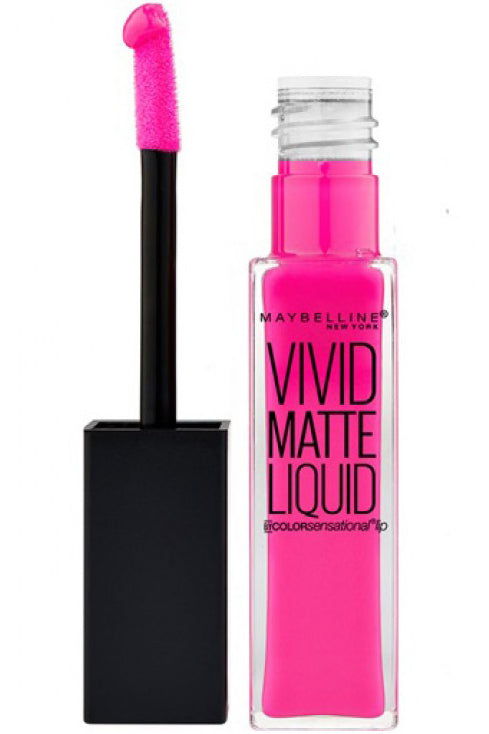 أحمر شفاه سائل مطفأ Maybelline Vivid Matte Liquid - لون وردي كهربائي 15 عالي التركيز