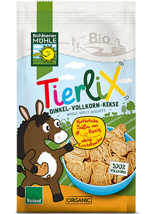 Bohlsener Mühle Tierlix Spelt Biscuits - Honey Sweetened, Animal Shapes, 125g