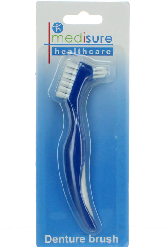 Medisure Denture Brush - Dual-sided Design For Effective Cleaning With Firm Multi-tufted Bristles