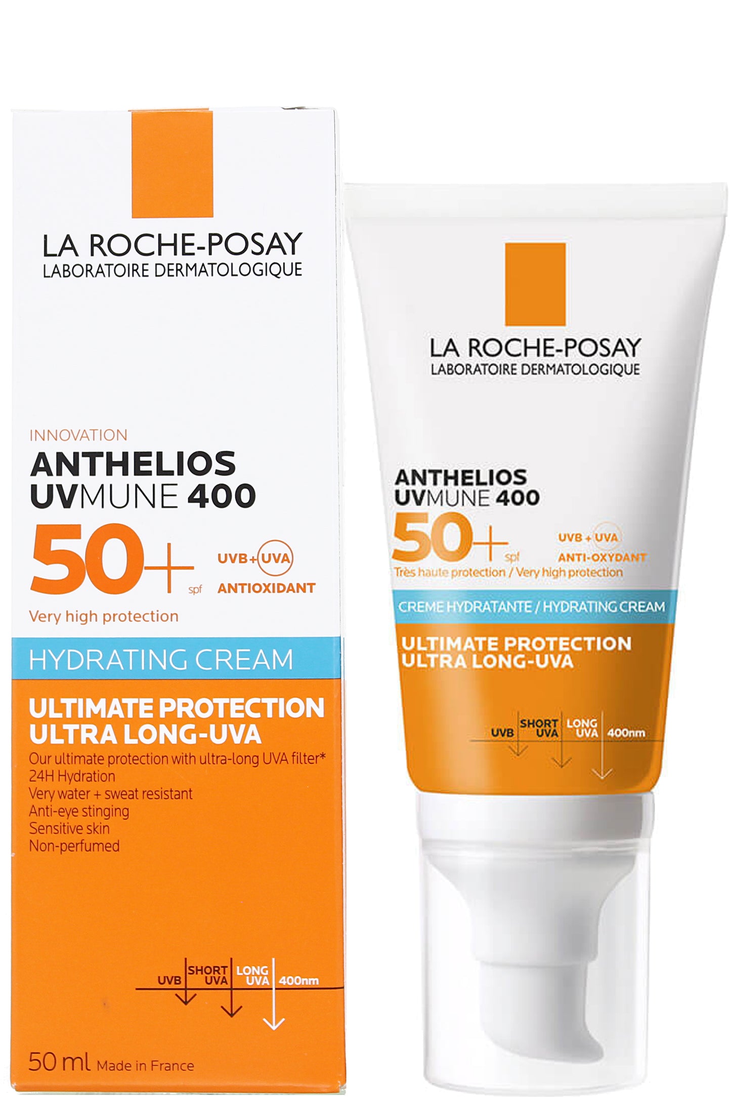 لاروش بوزيه أنثيليوس يو في ميون 400 واقي شمسي مرطب بمعامل حماية SPF50+ مع مكسوريل 400 - حماية واسعة الطيف 50 مل