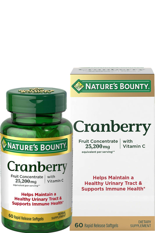 Nature's Bounty التوت البري بالإضافة إلى فيتامين ج لدعم صحة المسالك البولية 60 كبسولة هلامية