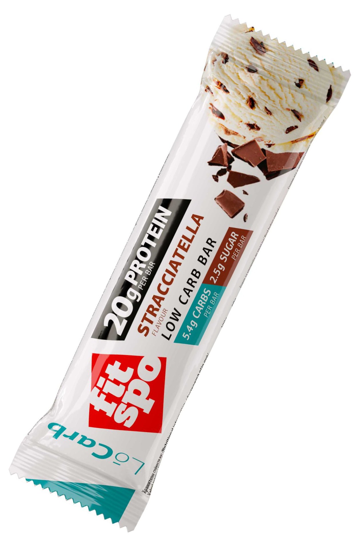 Fit Spo Low-carb Protein Bar Sugar-free Stracciatella Ice Cream 60g - High-protein, High-fiber Snack